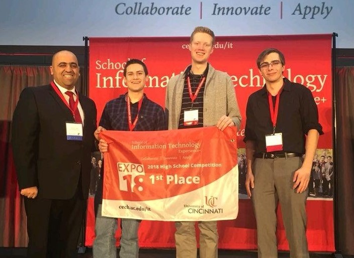 A photo of my team and I with Hazem Said, head of the UC college of IT after winning the UC IT Expo.